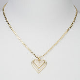 14K Gold Plated Heart Pendant Necklace with Zirconia Stones, Serial Two